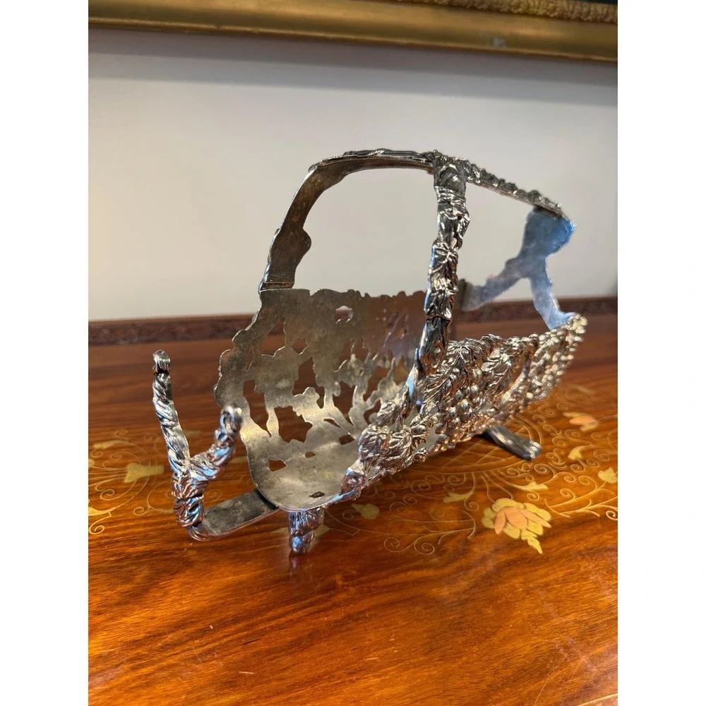 Vintage‎ Silverplate Wine Bottle Holder with Grapevine Design